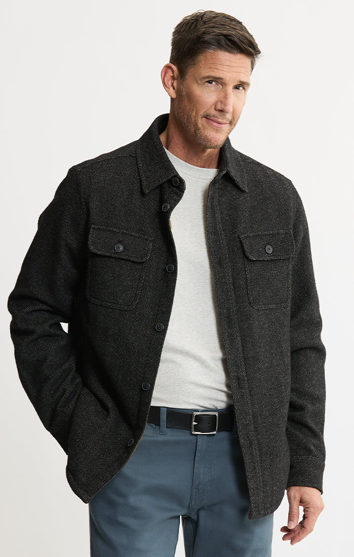 Sherpa Lined Wool Blend Shirt Jacket
