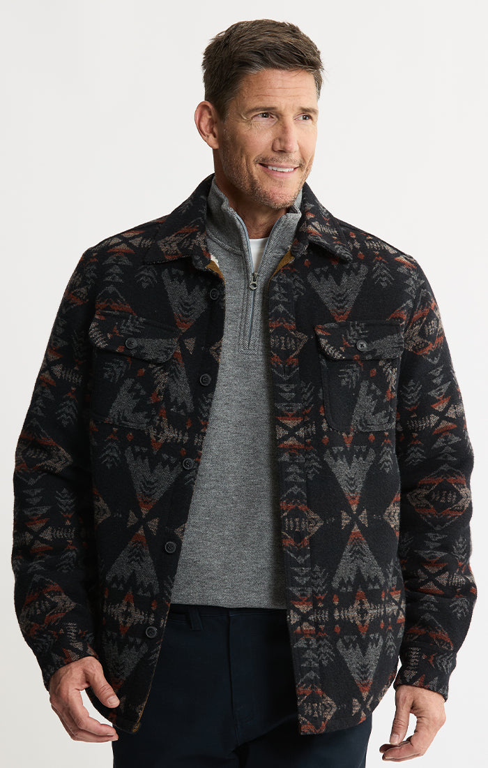 Sherpa Lined Wool Blend Shirt Jacket