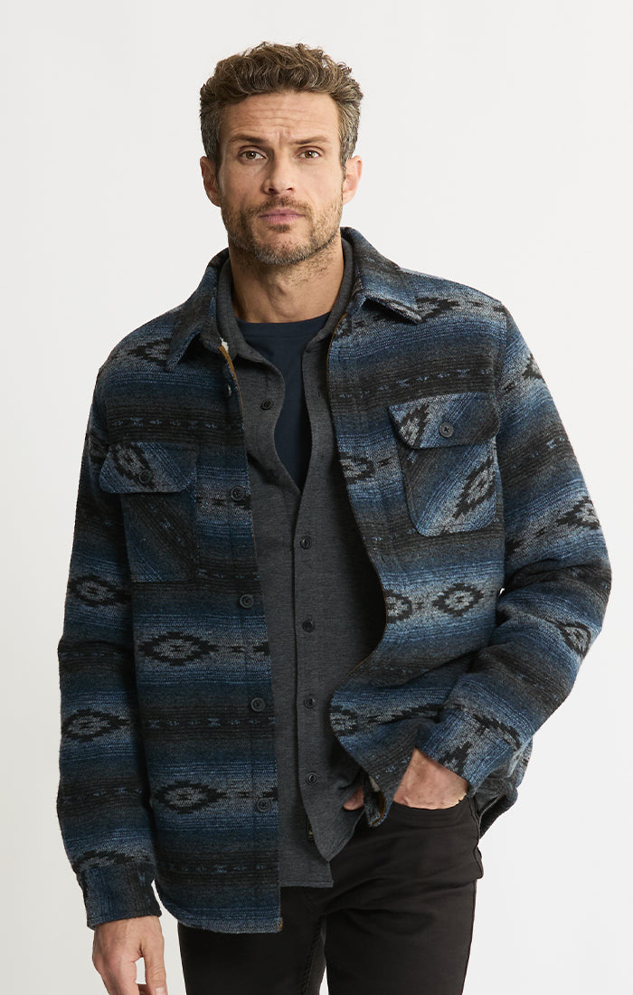 Sherpa Lined Wool Blend Shirt Jacket
