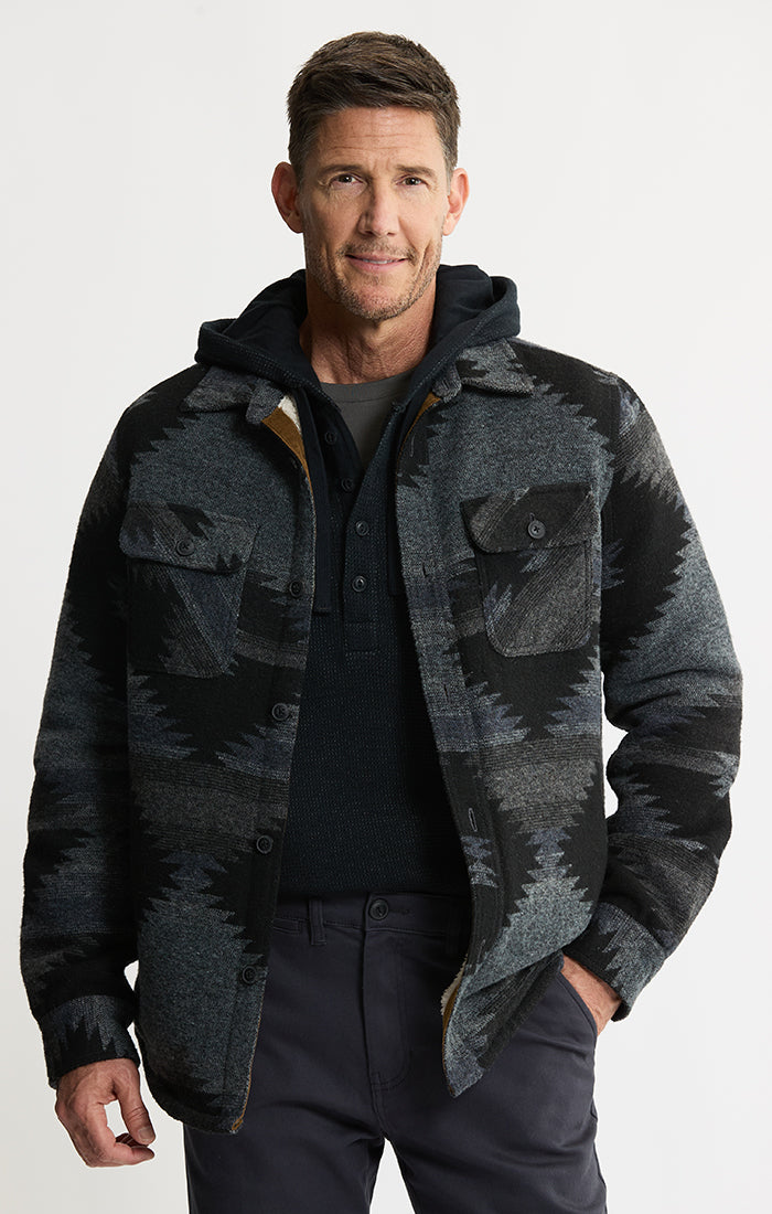 Sherpa Lined Wool Blend Shirt Jacket
