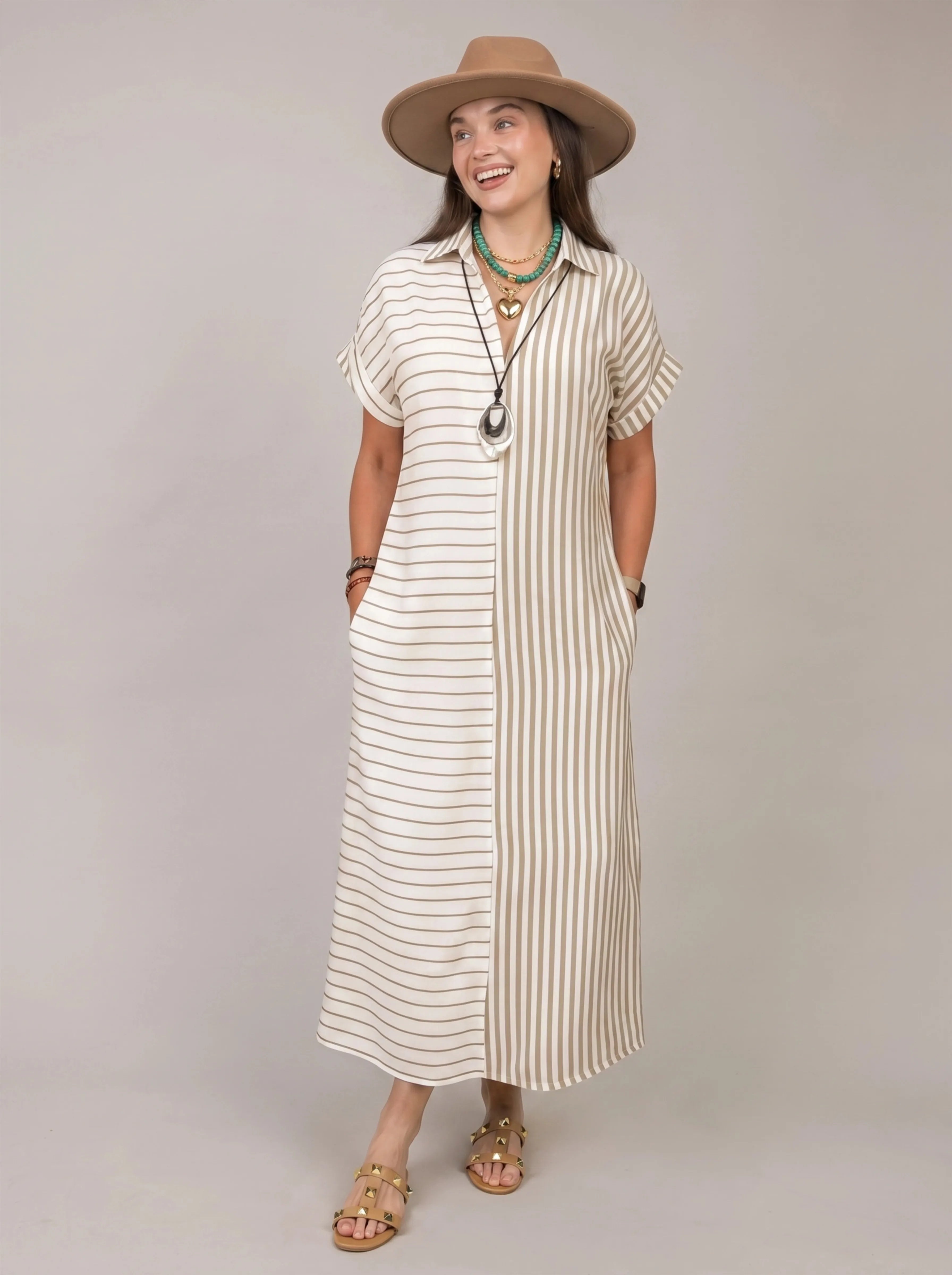 New Antonella Striped Shirt Dress – Effortless Chic & Comfort