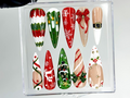 Cozy Knit Christmas Press On Nails | Red Green Holiday Nail Art |Festive Tree & Ribbon Design| Candy Cane And Snowflake Design | OB1195EK