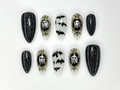 Haunted Mirror Ghost Nails | Gothic Halloween Press Ons | Black Glitter & Bat Nail Art | Handmade Spooky Black Set | OC1143BK