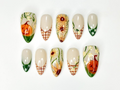 Autumn Pumkin Press On Nails | Pumpkin Sunflower Nail Art | Fall Rustic Farm Nails | Handmade Long Stiletto Nails | OC1087HC