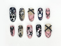 Gothic Bunny & Punk Heart Press On Nails | Y2K Alternative Nail Art | Pink Plaid. Stars And Skulls | Cute Bunny Gothic Vibes | OB1046EP