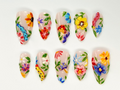 Colorful Flower Press-On Nails | Spring Flower Press Ons | 3D Flowers Fake Nails| Perfect for Special Occasions | Summer Collection |OB759YC