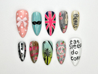 Grunge Aesthetic Press On Nails | Retro British Pop Nails | Peace Sign & Graffiti Art | Statement Aesthetic Nail | Cool Girl Style | OB892HK