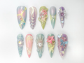 Fairycore Pastel Press-On Nails | Pastel Nature-Inspired Nail | Dreamy Iridescent Design | Butterfly 3D Nail Art | Nature-Inspired | OB730HK