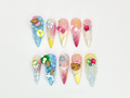 Kawaii Hello Kitty Press On Nails| 3D Tropical Nail Art | Cat & Plaid 3D Nail Set | Handmade Nail Set | Cute 3D Nail Art Design| OB619LC
