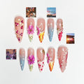 2026 Festival Trend: Hibiscus Tropical Nails | Sunset Glow Pink &Orange Ombre Nails|Flower Press Ons |Water Drop Summer Vacay Nails| OB364IC