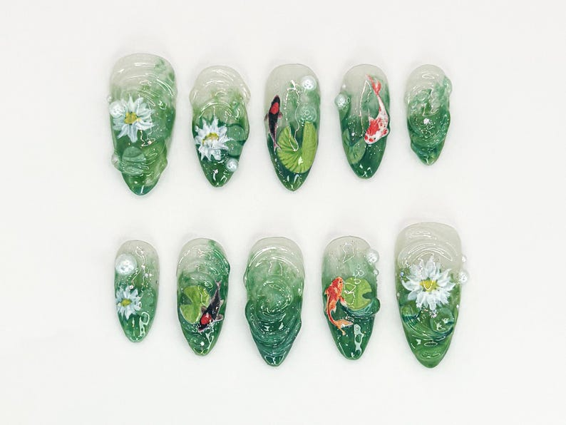 Nature Muse Nail Bundle | 3 Nature-Inspired Press On Nail Sets | Leaf. Butterfly & Floral Art | Reusable Nail Kit|OB103L