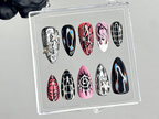 Chrome Flame Press On Nails | Gothic Spider Nail Art | Flame Spider Press Ons | Cyber Y2K Fake Nails | Emo Butterfly Press Ons | OC945YC