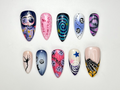 Dreamy Halloween Press On Nails | 3D Swirl & Star Nail Art | Whimsical Pastel Statement Set | Unique Cosmic Press Ons | OB101HC
