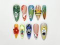 Tropical Vacation Press On Nails | 3D Beach Frog Nails | Puerto Summer Nail Art | Colorful Travel Press Ons | Handmade Nails | OB315HC