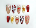 Wonderland Christmas Press On Nails | Santa Claus Christmas Nail Art | Candy Cane & Tree Nails | Cute Winter Nail Set | OB219EK