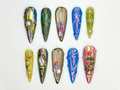 Floral Chrome Press On Nails | Mixed Pearl 3D Art Nails | Sculpted Nature-Inspired | Holographic Garden Press Ons | Artistic Nail | OB856HK