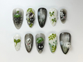 Whimsical Forest Totoro Press-On Nails | Totoro-Inspired Handmade Nailss | Totoro & Soot Spirit Nail Design | Handmade Fantasy Nail |OB719HC