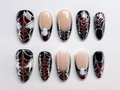 Halloween Spiderman Press On Nails | Acubi-Style Nails | Spider. Spiderweb Nail Set | 3D Silver Gel Nail Art | Almond Nails | OC282A