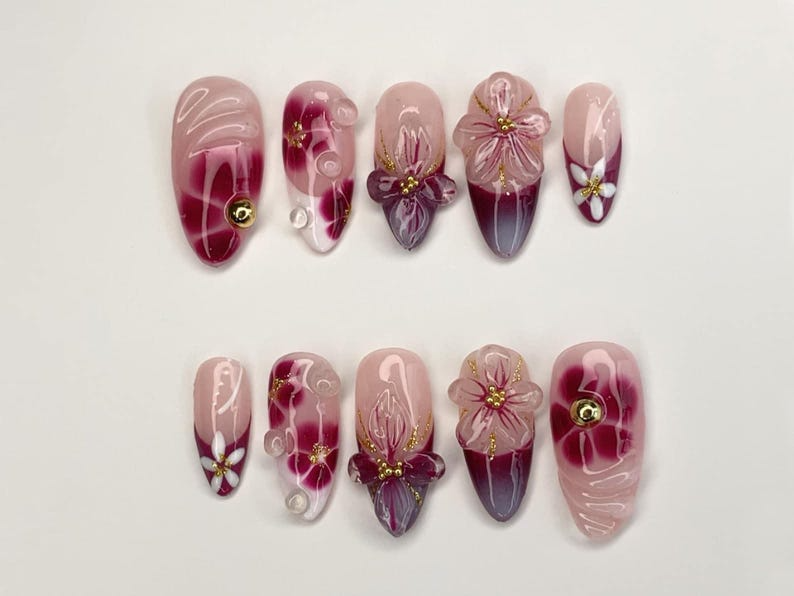 Combo Nature Pastel Press On Nails | Handmade Soft Nail Art | Elegant Spring Designs | Bestseller Nails | Girly Pastel Collection | OB999H