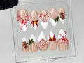 Winter Wonderland Press On Nails For Christmas | 3D Christmas Cookie Nail Art | Red White Holiday Nails | Gingerbread & Bow Press Ons | OB1197HC