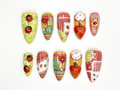 Ladybug. Strawberry Press On Nails | Vintage Strawberry Nail Art |3D Fruit & Plaid Design Nails |Summer Fruit Press Ons |Cute Nails |OB835YK