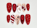 Press On Nails For Christmas | Santa. Reindeer and Holiday Ornaments Details | Christmas-Themed Nail Design l Festive Holiday Nail|OB548HC