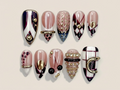 Gold Ring Luxury Press On Nails | Pearl Nude & Gold Hardware Nails | Luxury Gilded Almond Nail Art | High Fashion Jewelry Nail Set | OB296EC