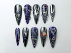 Metallic Dragon Scale Press-On Nails | Gothic Fantasy Inspired Set | Unique 3D Chrome Press-Ons | Cyberpunk And Gothic Nails | OB725HC