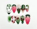 Strawberry Bunny Dreams Press On Nails | Cute 3D Fruit Nail Art | Sweet Berry Theme Nails | Pink 3D Kawaii Nails | OB923EC