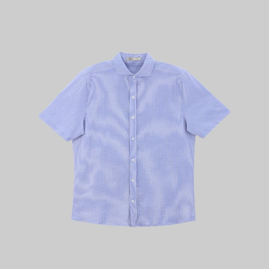The Cole - Stretch Seersucker SS Shirt - Navy/White