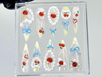 Cherry Whipped Cream Press On Nails | Cute Fruit Fake Nails | Sweet Cherry Delight Nail Art | Fun Summer Nails | Kawaii Nails | OB906YC