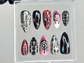 Chrome Flame Press On Nails | Gothic Spider Nail Art | Flame Spider Press Ons | Cyber Y2K Fake Nails | Emo Butterfly Press Ons | OC945YC