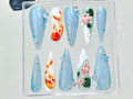 Koi Fish Press On Nails | 3D Water Lily Fake Nails | Japanese Koi Nail Art | Ocean Theme Press Ons | Goldfish & Lotus Nails | OB924YC