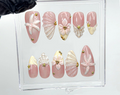 Soft Nude Seashell 3D Press On Nails | Starfish. Shell & Floral Nail Art | Handmade Pastel Nude Beach Nails | OC987EK