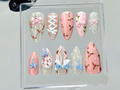 Balletcore Rose Press On Nails | Floral Lace Fake nails| Vintage Rose Nail Art | Feminine Handmade Kawaii Nails | Luxury Nails | OB940YC