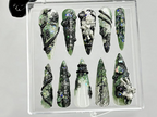 Emerald Witch 3D Press On Nails | Spooky Witch Nail Art | Creepy Cute Press Ons | Black Green Horror Fake nails | 3D Creepy Nails | OB945YC