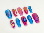 League of Legends Jinx Fake Nails | LoL Jinx Nail Art | Jinx-Themed Press Ons | Inspired by League of Legends Nails | Bold. Chaotic |OB711YC