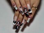 Gothic Spider Web Press On Nails | 3D Black Widow and Blood Drip Art | Scream Ghost & Webbed Bat Design | Halloween Horror Nail | OB980EC