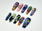 Creepy Cute Cartoon Press On Nails | Handmade 3D Starry Night Nails | Halloween Nail Art | Unique Spooky Nail Set | OA136HC