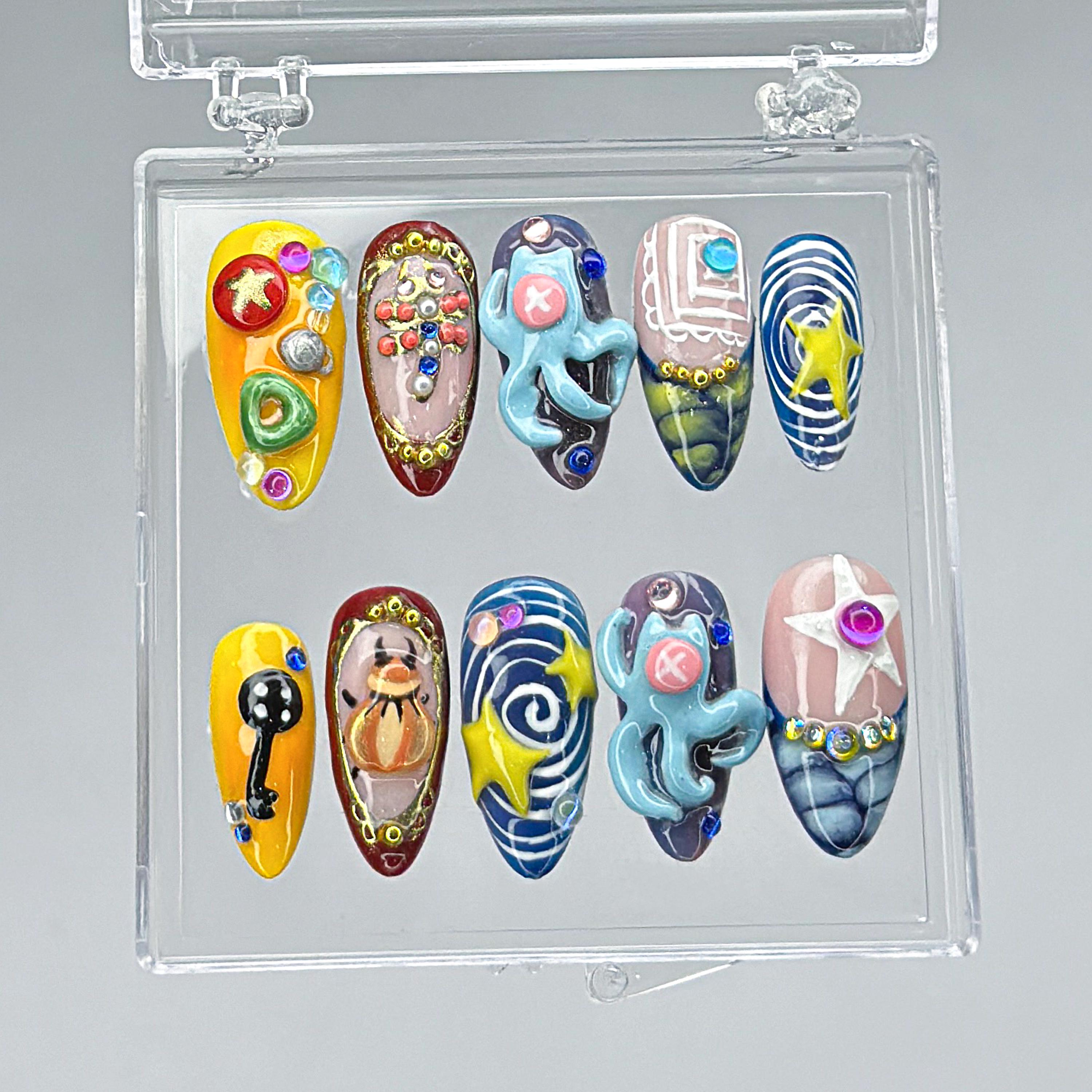 3D Cartoon Space Pop Art Press Nails