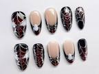 Halloween Spiderman Press On Nails | Acubi-Style Nails | Spider. Spiderweb Nail Set | 3D Silver Gel Nail Art | Almond Nails | OC282A