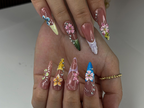 Handmade Tropical Press On Nails | Colorful Summer Press Ons | Floral Nail Tips Handmade| |Vacation Floral Nail Set |Colorful Nails| OC787HK