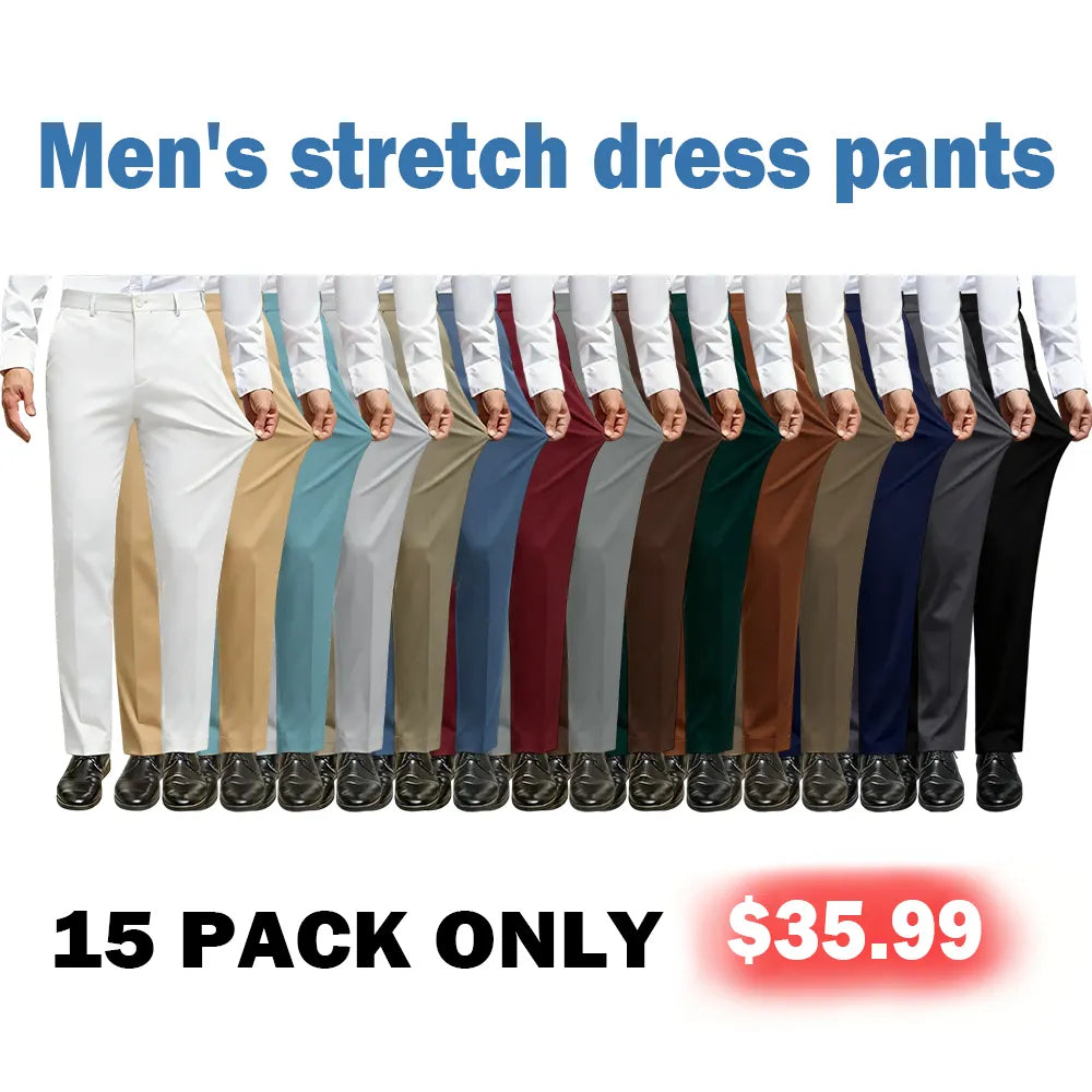 🔥Men's Stretch Golf Dress Pants🔥8-Pack - All Colors Included, Only $25.98