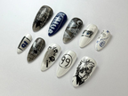 Killua Zoldyck Anime Press On Nails | Hunter x Hunter Nail Art | Unique Killua-Inspired Nail Art | Manga Black & White Nail Set | OB708HC