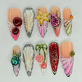 3D Fruit. Insect. and Abstract Art Design Handmade Press-On Nails