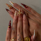3D Royal Burgundy Cross Press On Nail Set