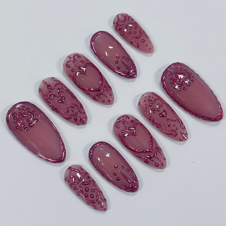 Chrome Empress Press On Nails| Handmade 3D False Nails| Edgy Nails for Birthday Party Holiday.Vacation . Gift for Her OB797L