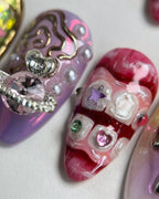 3D Star Heart Nail Art Set - Sparkly Glam Press-Ons