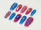 League of Legends Jinx Fake Nails | LoL Jinx Nail Art | Jinx-Themed Press Ons | Inspired by League of Legends Nails | Bold. Chaotic |OB711YC