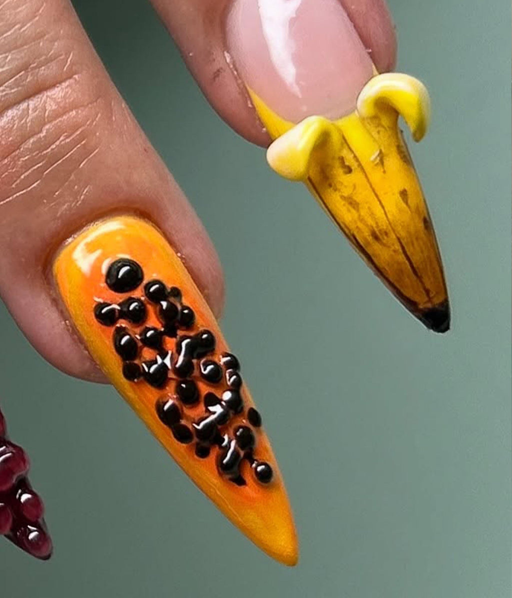 3D Tropical Fruit Pop Press On Nail Set